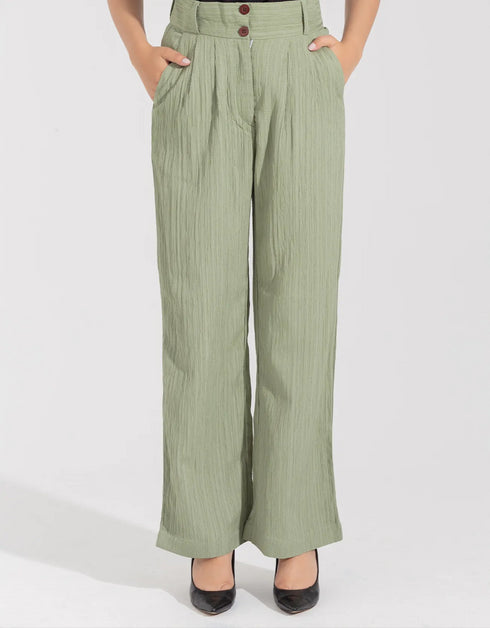 TEXTURED WIDE LEG PANTS